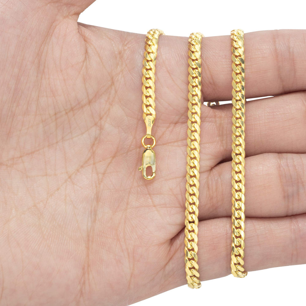 10K Yellow Gold Cuban Link Chain Necklace F911