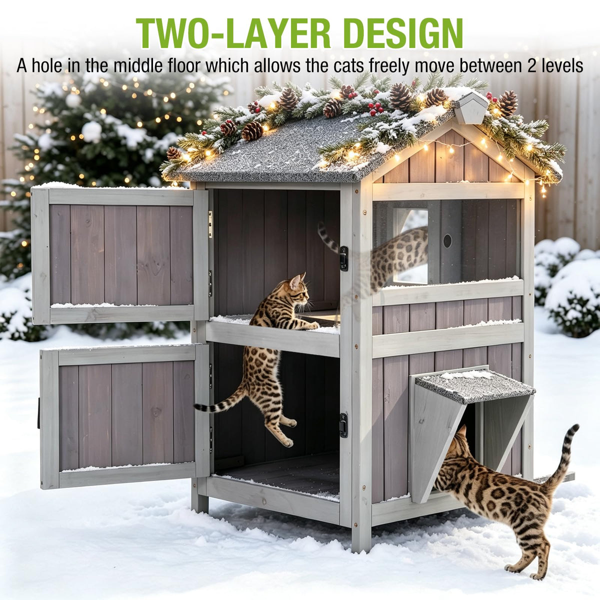 Weatherproof 2 Story Outdoor Cat House O7160