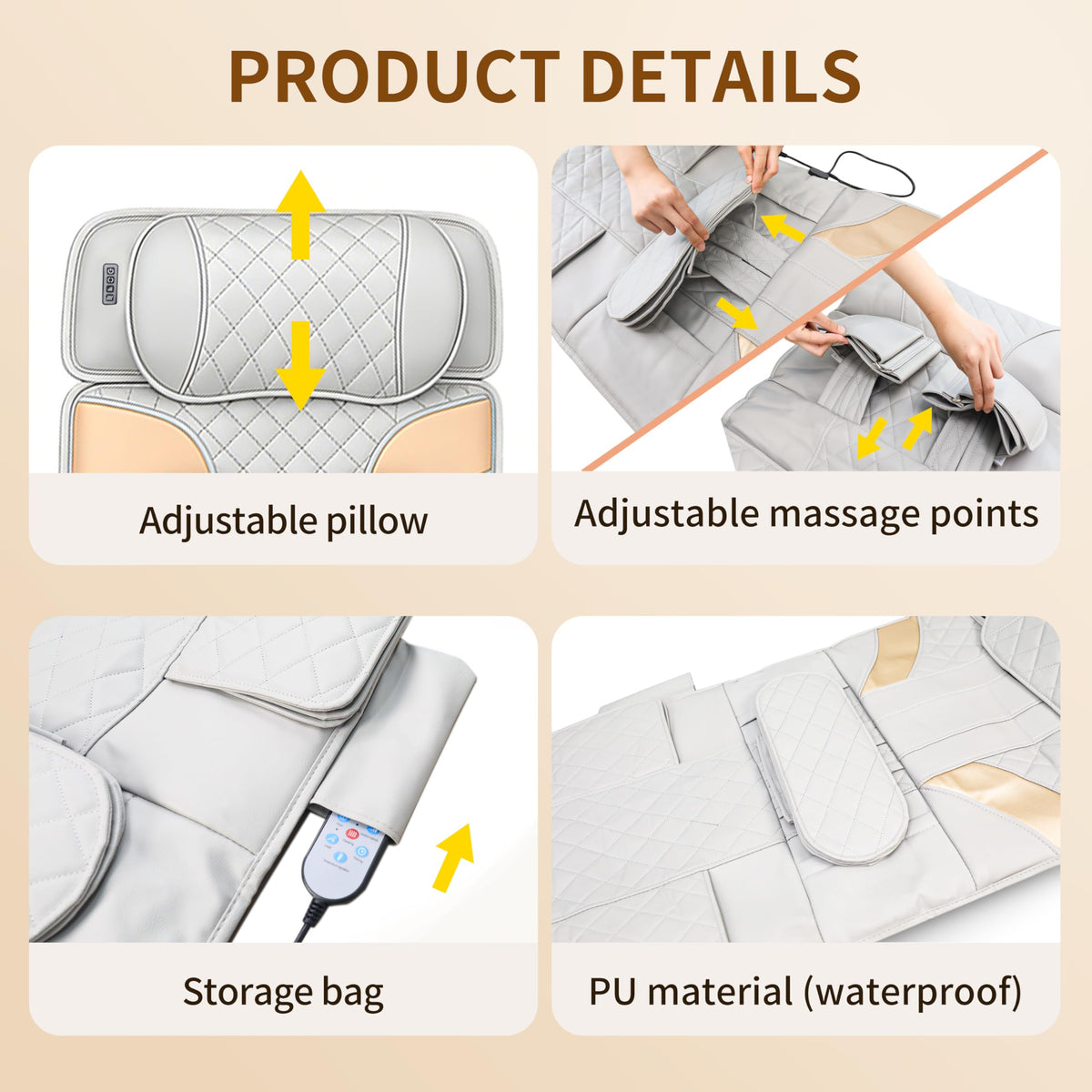 Heated Full Body Massage Mat with Movable Shiatsu Neck Massager Z6185