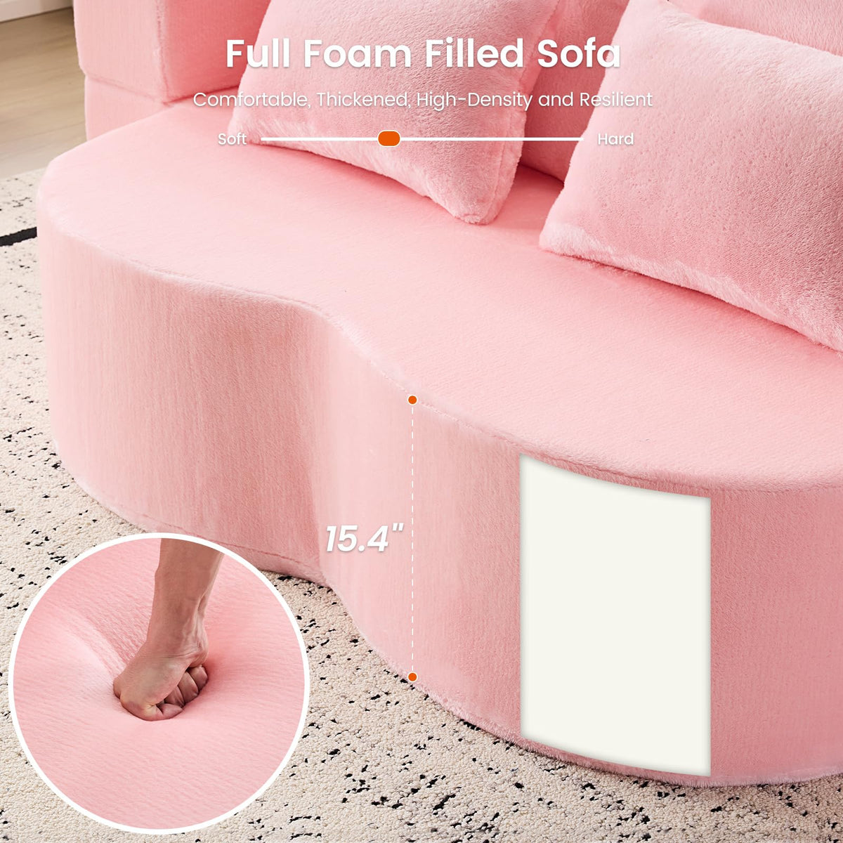 Pink Convertible Sofa Bed L4348