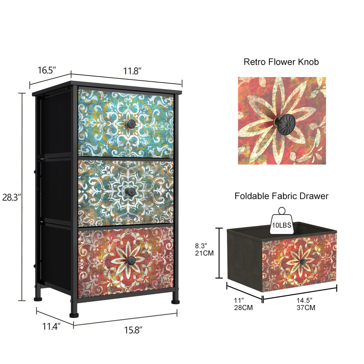 Fabric Drawers 3 Drawers Dresser I329