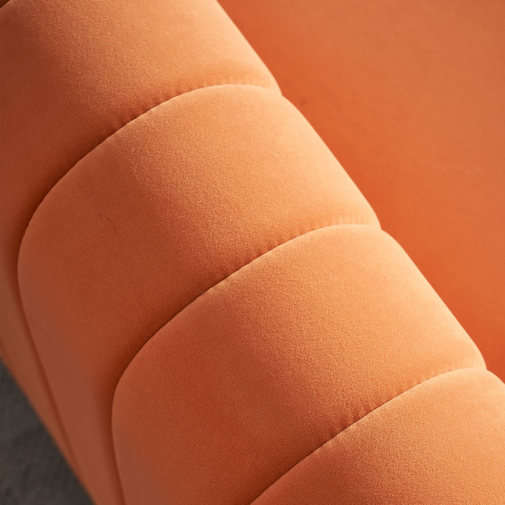 Orange Velvet 3 Seat Sofa C71771