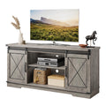 Farmhouse TV Stand with Sliding Barn Doors and Storage Cabinets J6586