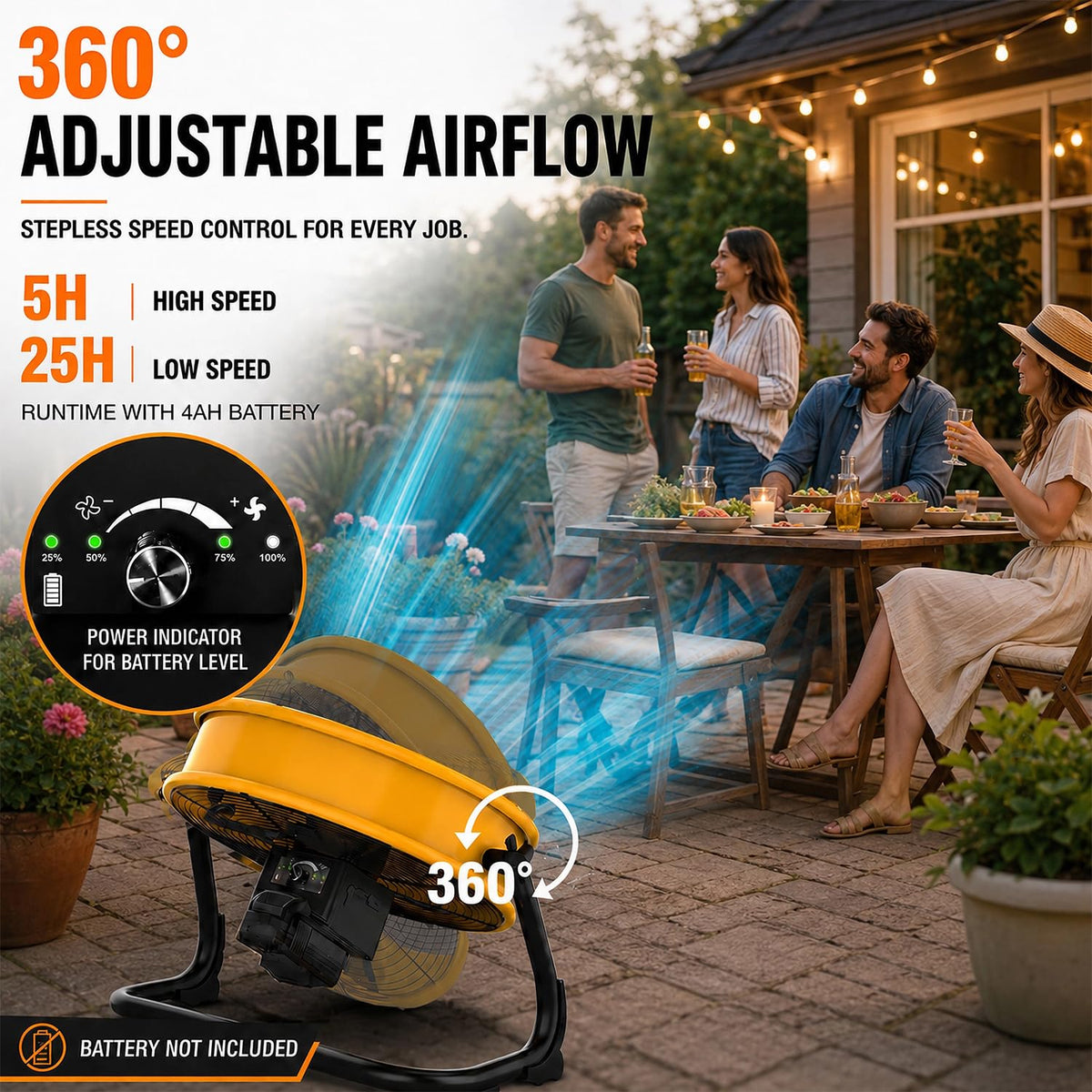 16" Cordless Battery Powered Fan H1987