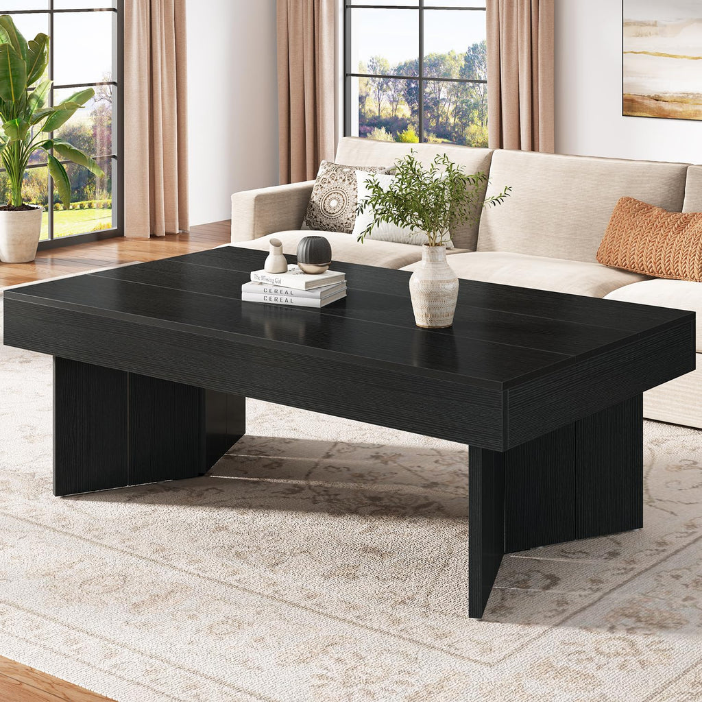 47" Black Wood Rectangle Coffee Table O563555