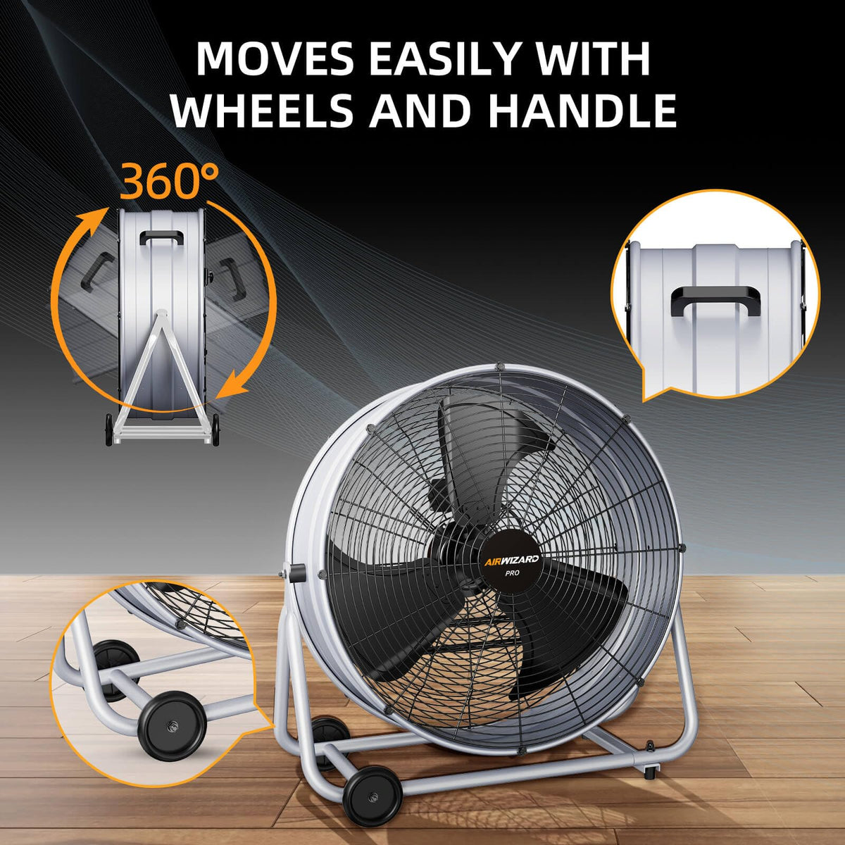 24 inch 300W High Velocity Metal Floor Fan O28269