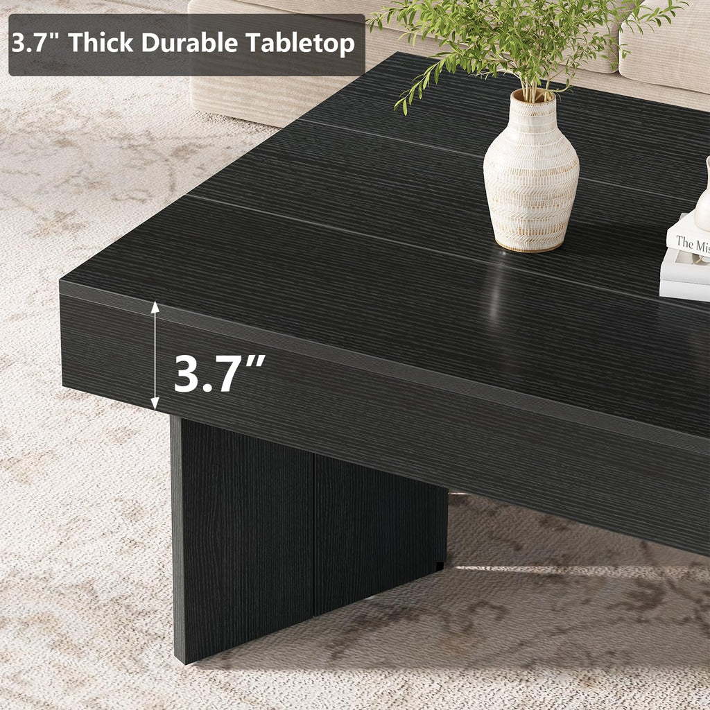 47" Black Wood Rectangle Coffee Table O563555