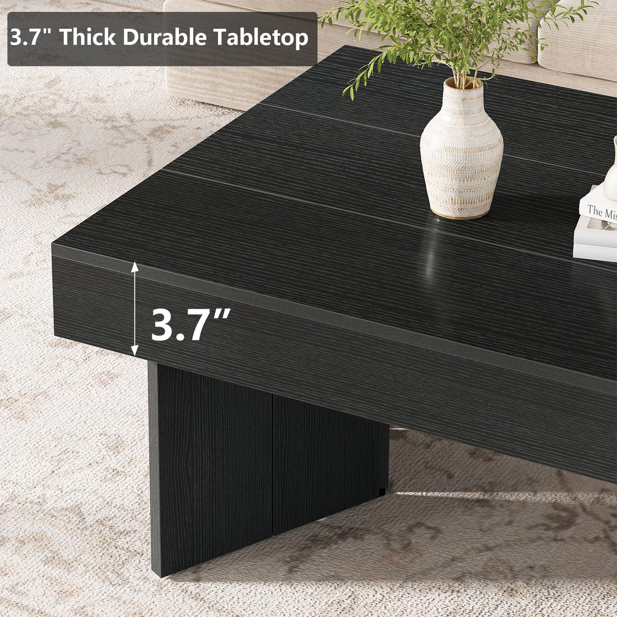 47" Black Wood Rectangle Coffee Table O563555