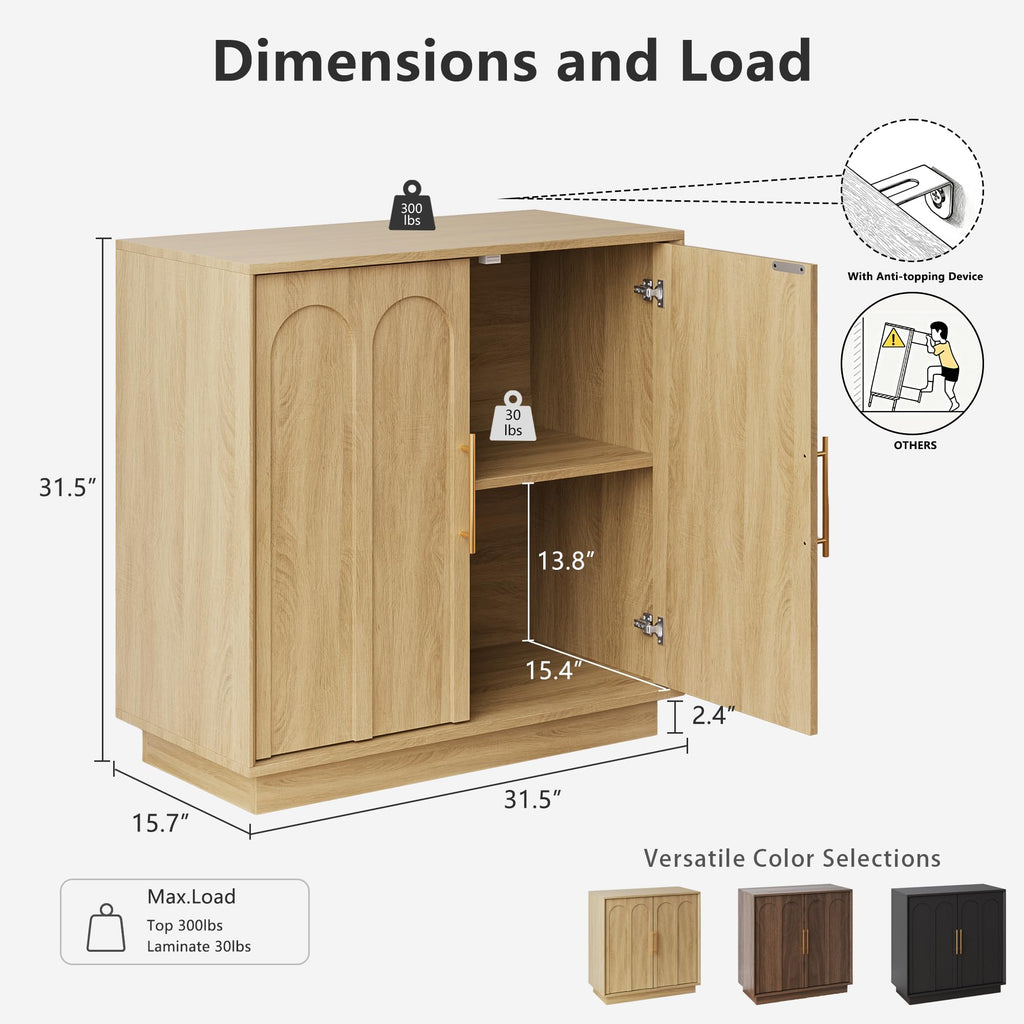 31.5" Oak Sideboard Buffet Cabinet with Storage A81802
