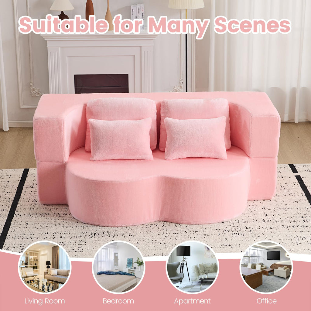 Pink Convertible Sofa Bed L4348