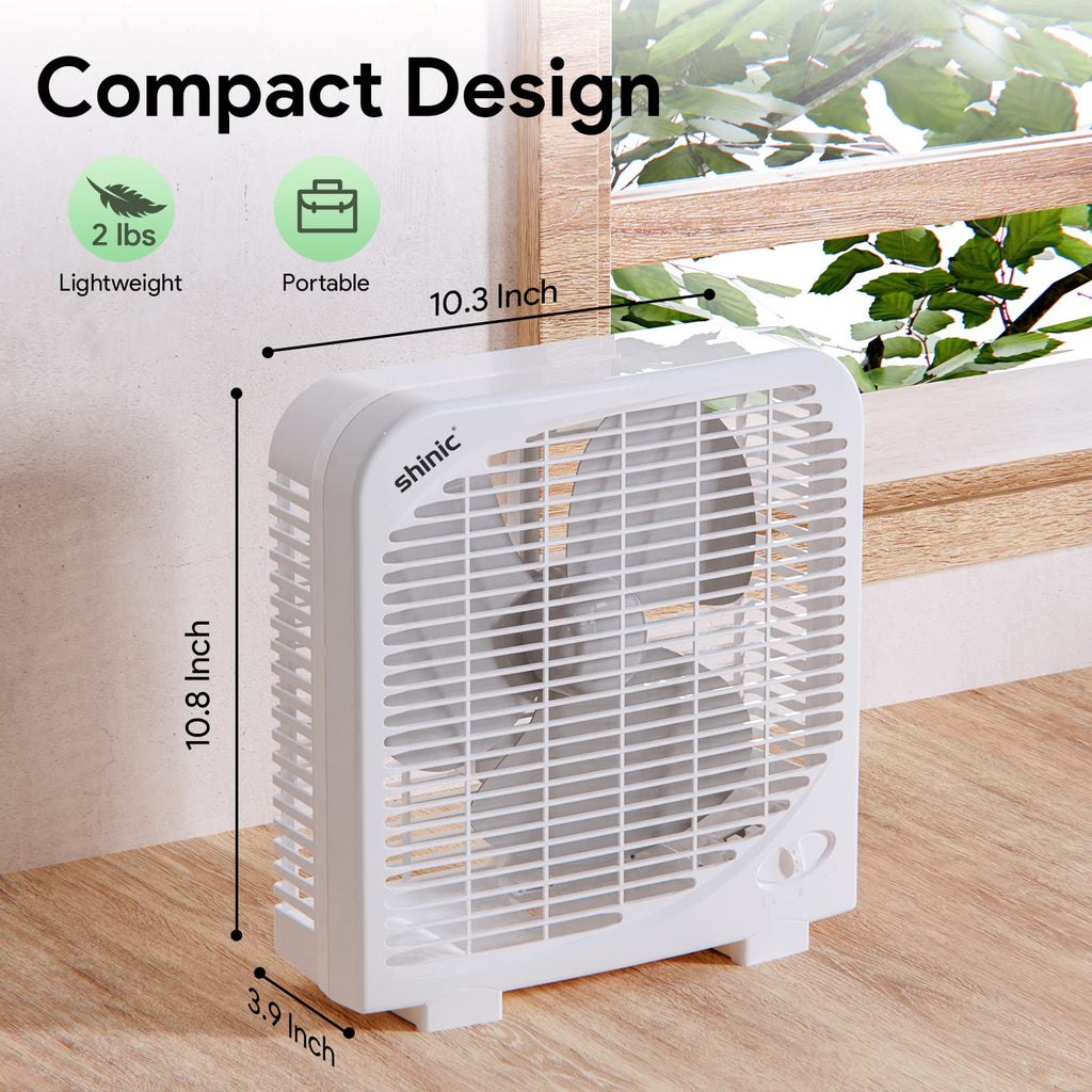 2 Packs 10" Tabletop Box Fan, 2 Speeds, White J41811
