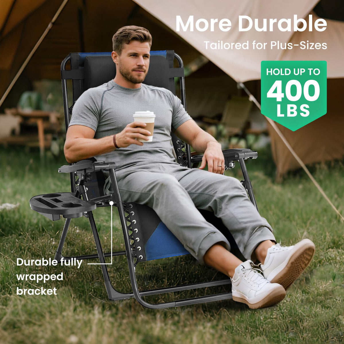 Oversized Zero Gravity Chair 2 Pack Folding Recliner with Pillow & Cup Holder U3280