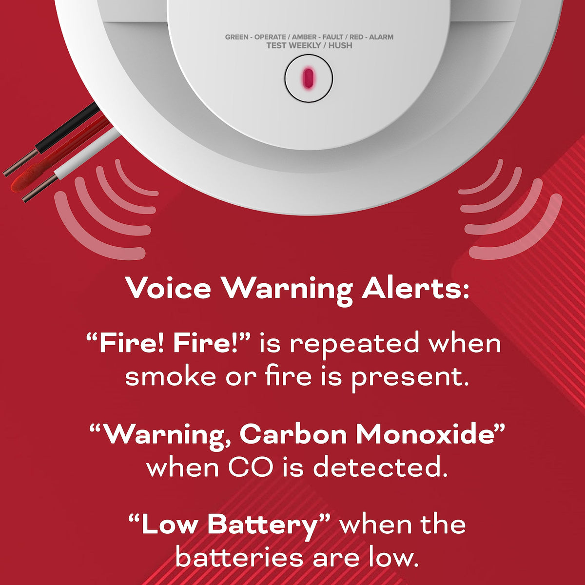Hardwired Smoke & Carbon Monoxide Detector with Battery Backup, 2 Pack F4141