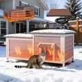 Large 2-Room Weatherproof Heated Cat House A768630
