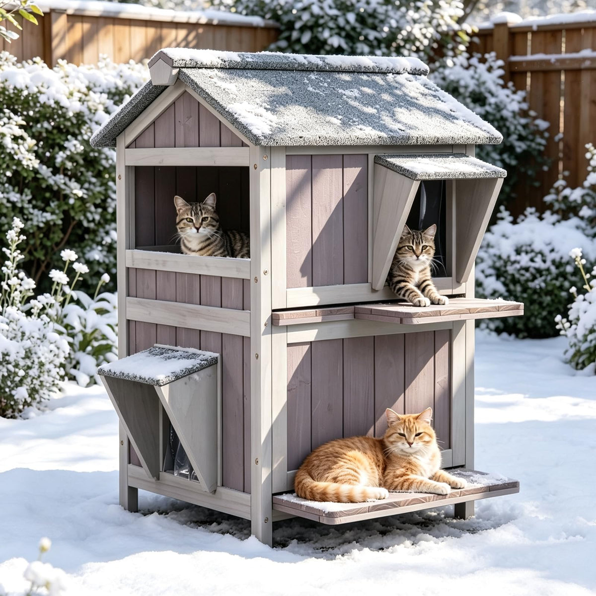 Weatherproof 2 Story Outdoor Cat House O7160
