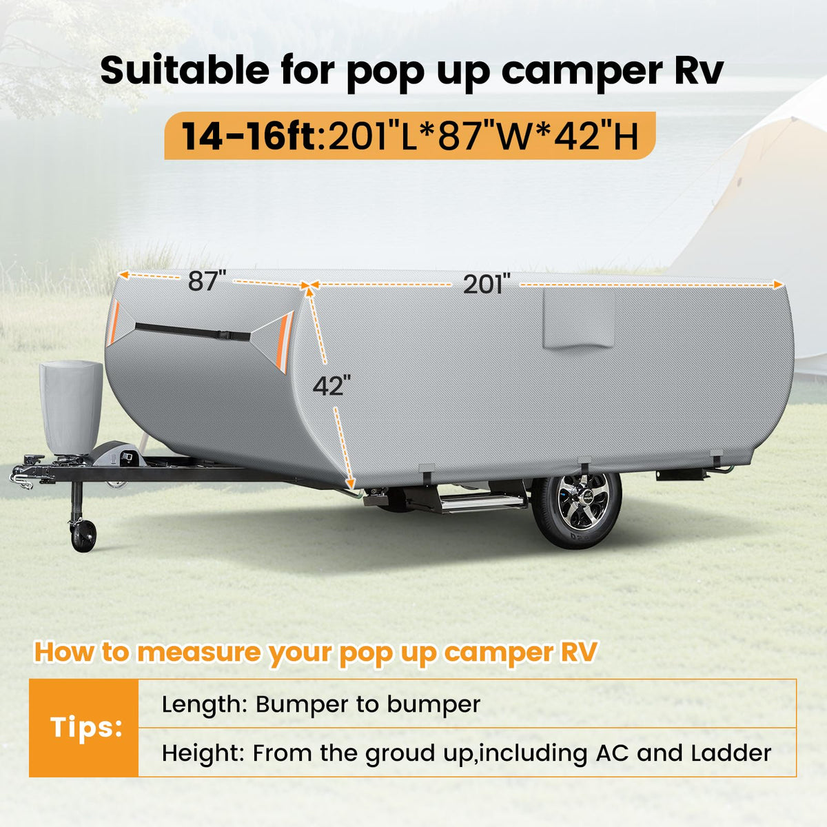 7 Layers Ripstop Waterproof Pop Up Camper Cover Fits 14' - 16' Trailers B982