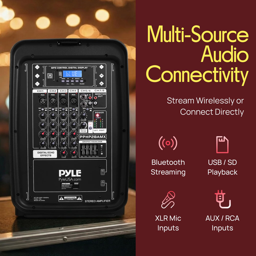 300 W Portable Wireless Bluetooth PA Speaker DJ Mixer Bundle R883543