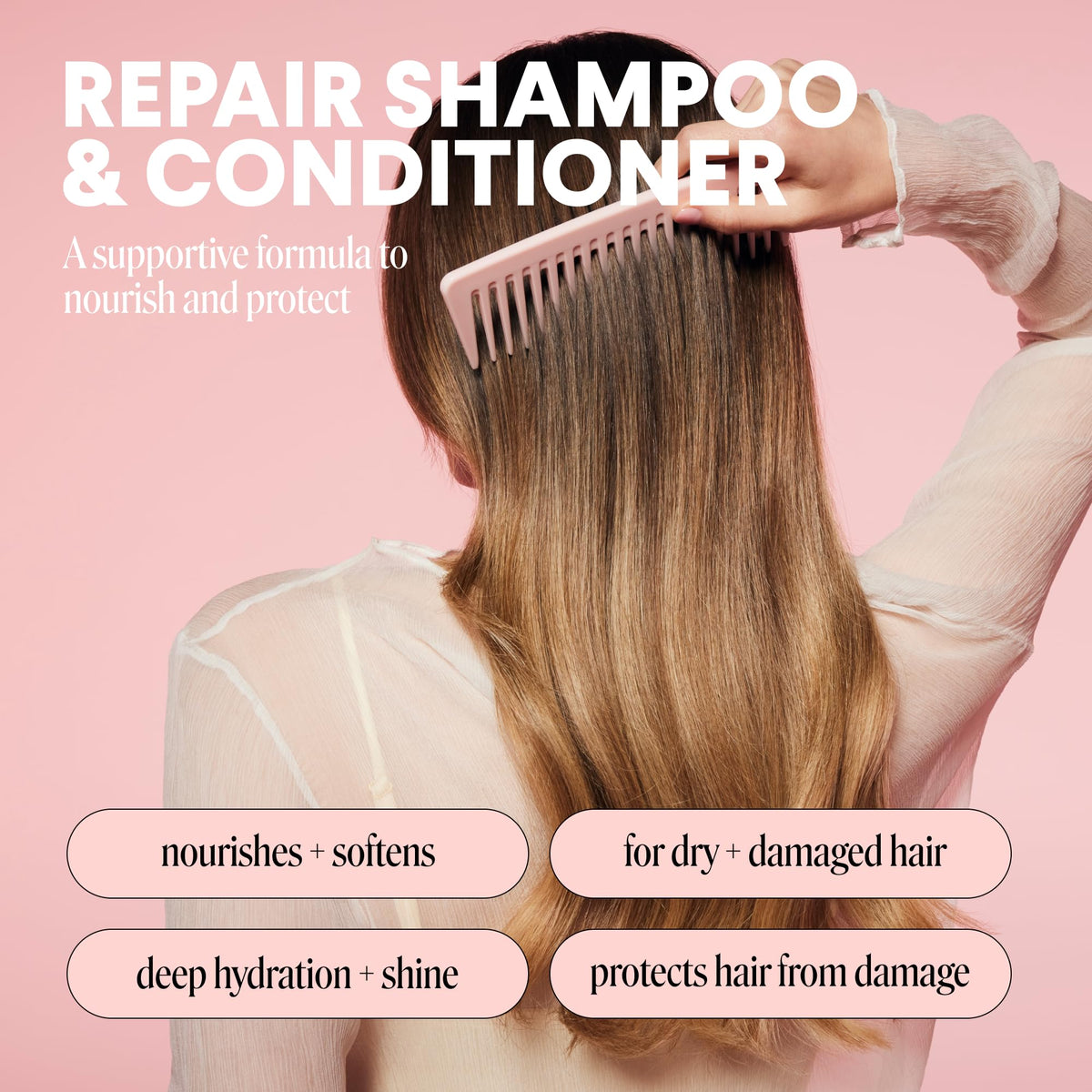 Repair Shampoo and Conditioner Set, Moisture Body Wash, Leave-in Conditioner U9371