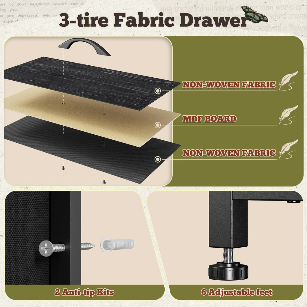 55" W 9 Drawer Dresser with LED and Power Outlets F1467