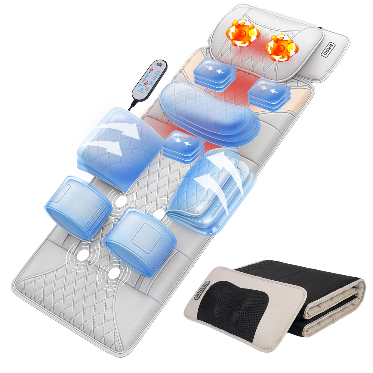 Heated Full Body Massage Mat with Movable Shiatsu Neck Massager Z6185