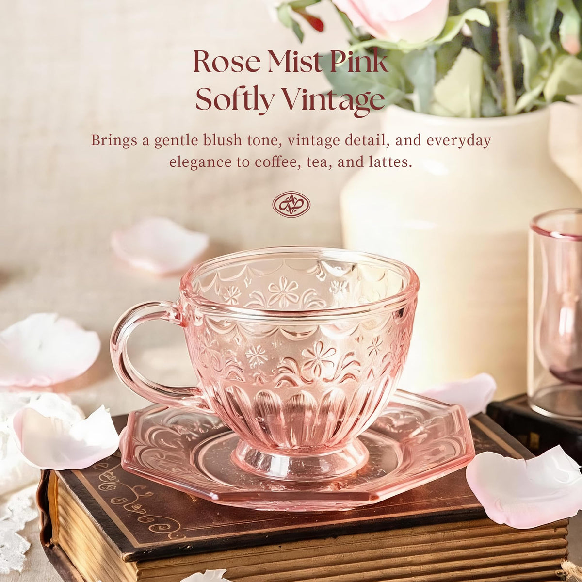 Glass Tea Cup and Saucer Set, 12 oz V623050