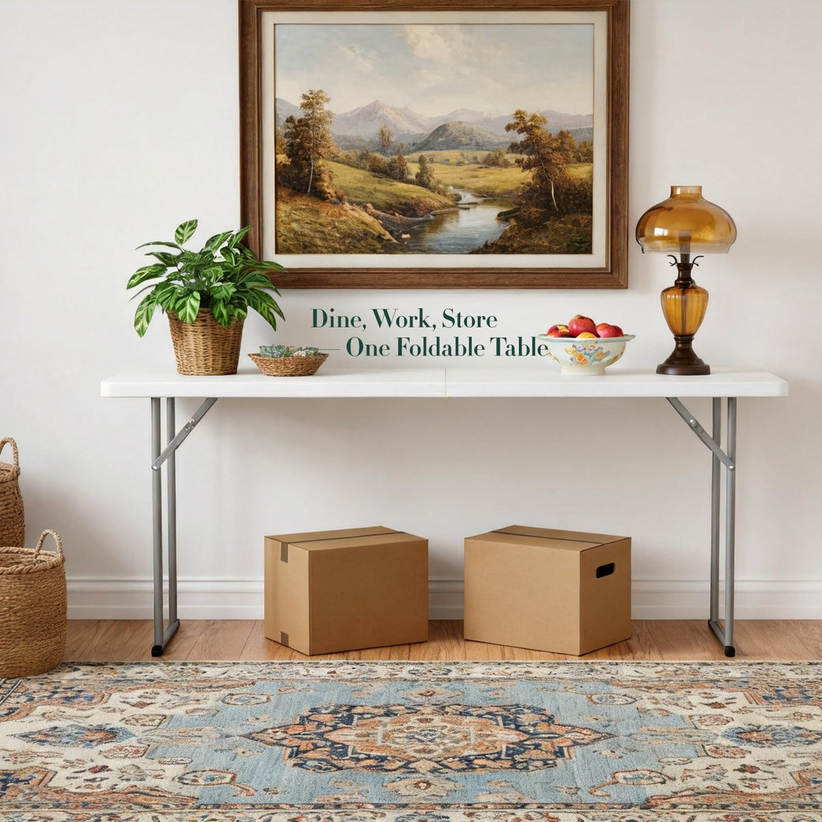 6 ft Narrow Folding Table with Handle & Safety Locks B92679