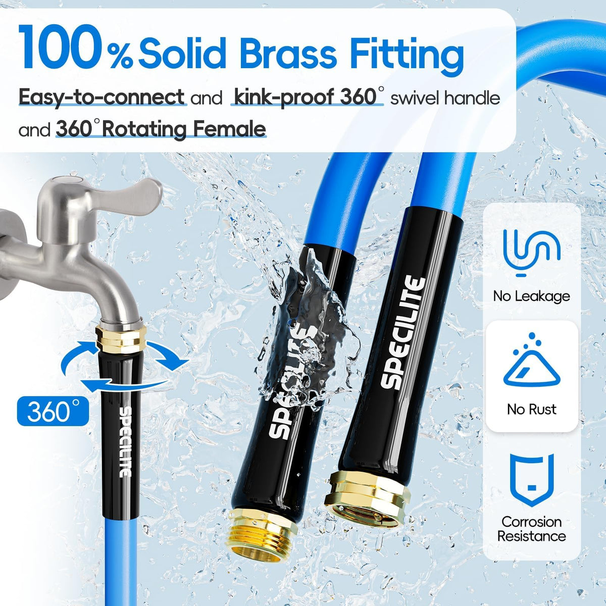 Hot/Cold Garden Water Hose 50 ft x 3/4" Blue J69903