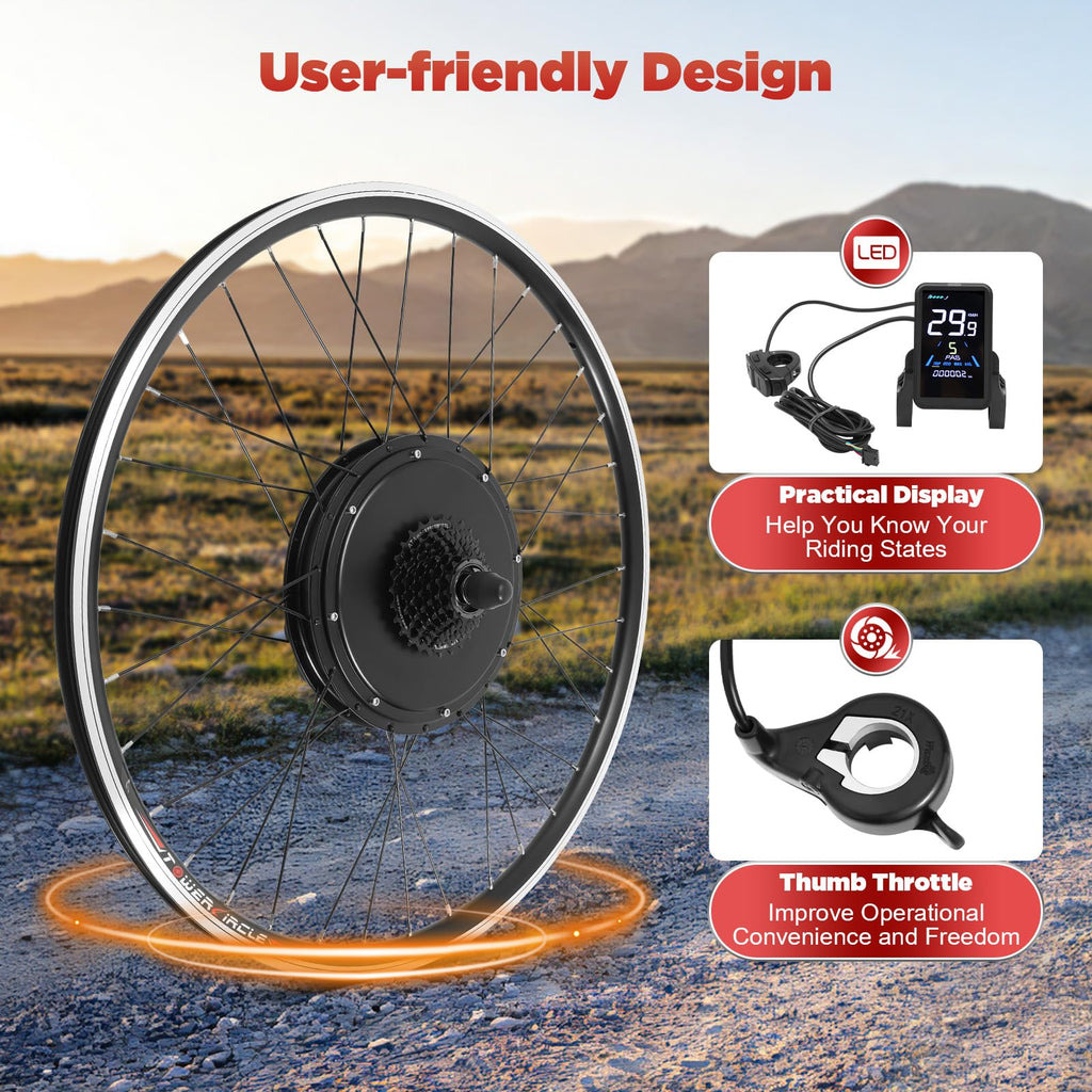 1000W Rear Hub Motor Electric Bike Conversion Kit with LCD Display Y55962