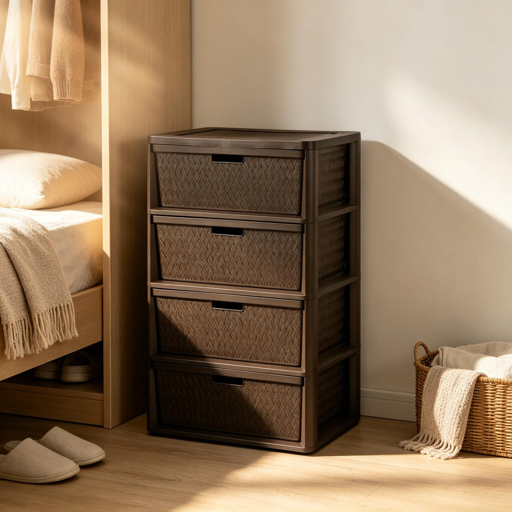 Brown 4-Drawer Storage Tower F52028
