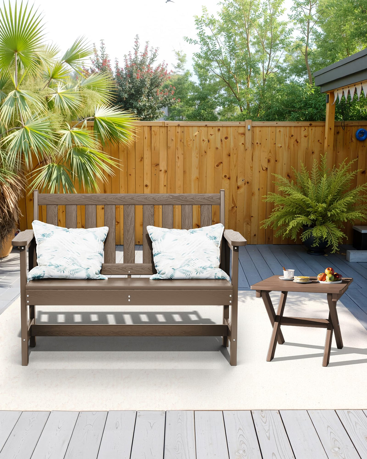 Small Folding Outdoor Side Table Set of 2 Brown S779702