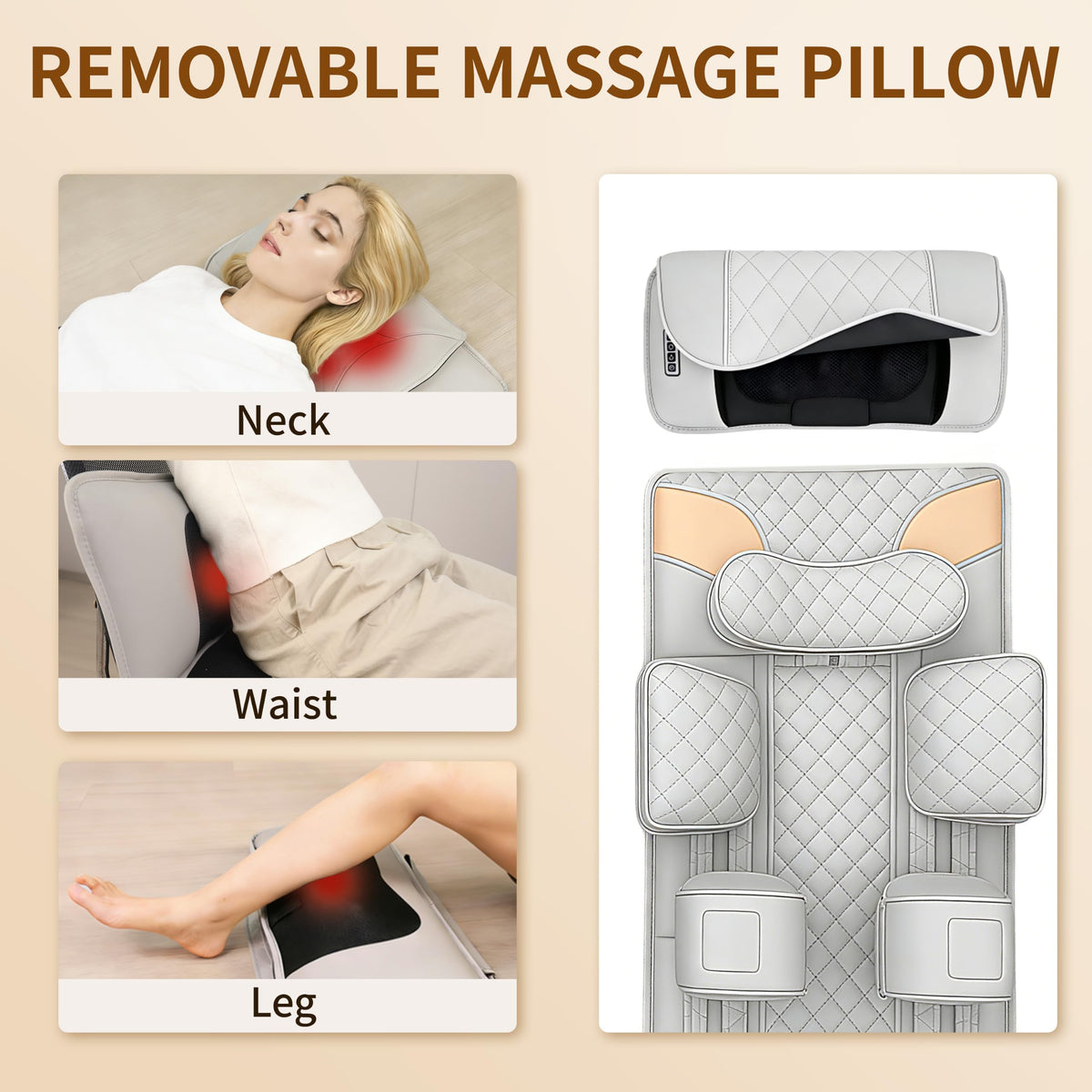 Heated Full Body Massage Mat with Movable Shiatsu Neck Massager Z6185
