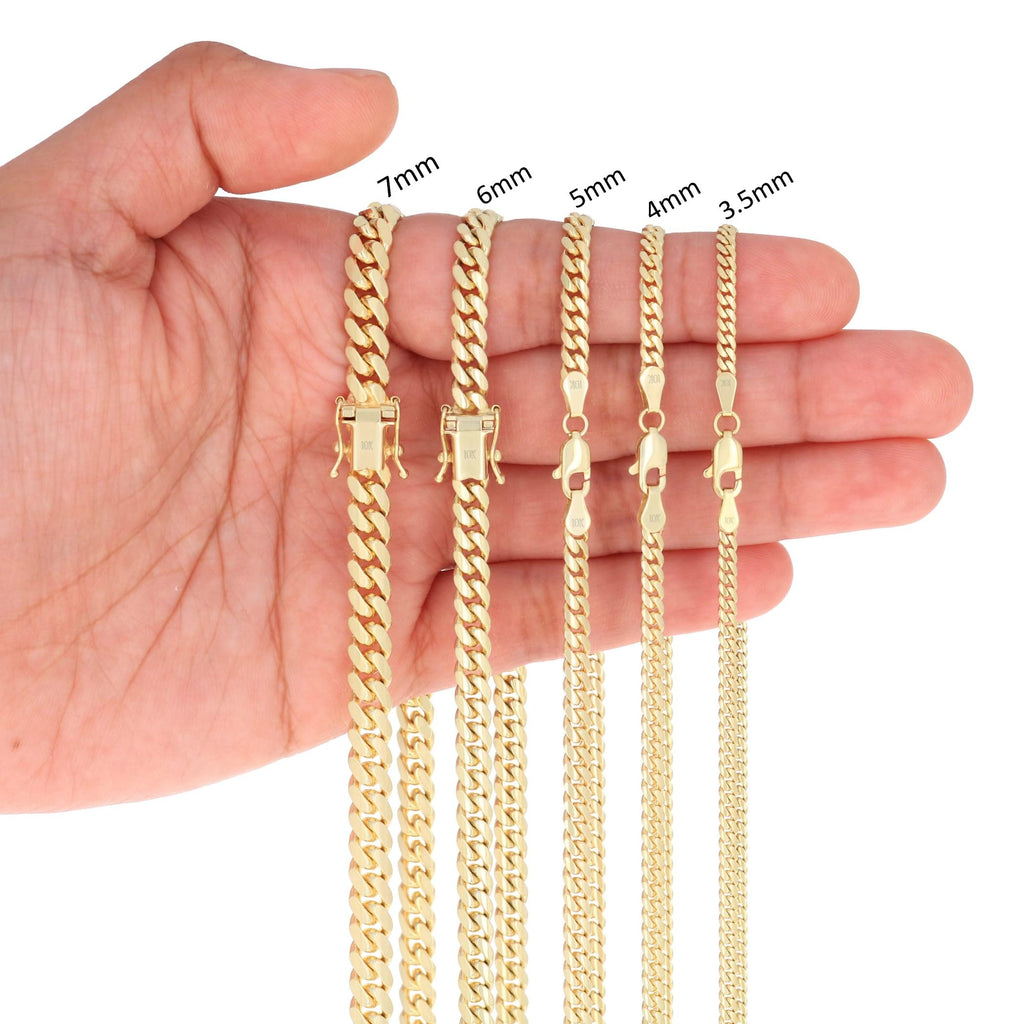 10K Yellow Gold Cuban Link Chain Necklace F911