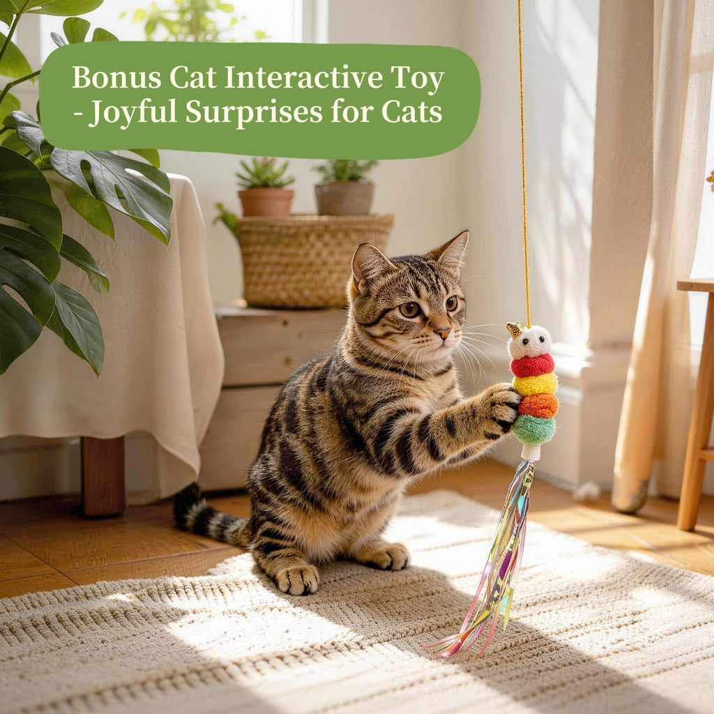 Cat Grass Kit with 5 Packets of Seeds, Wooden Planter, 6 Soil Discs, Trimming Scissors, Spray Bottle, and Mini Tools S51887