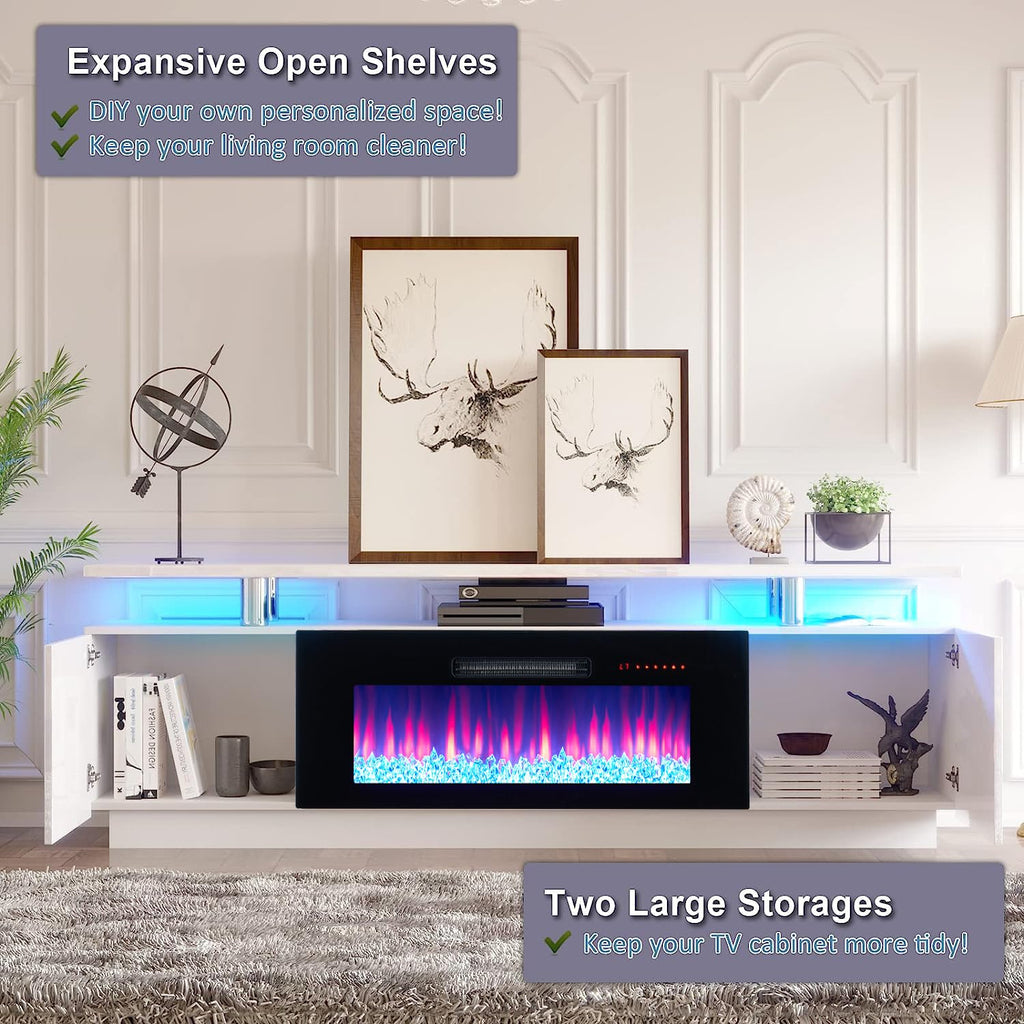 70" High-Gloss TV Stand with 36" Electric Fireplace K90458