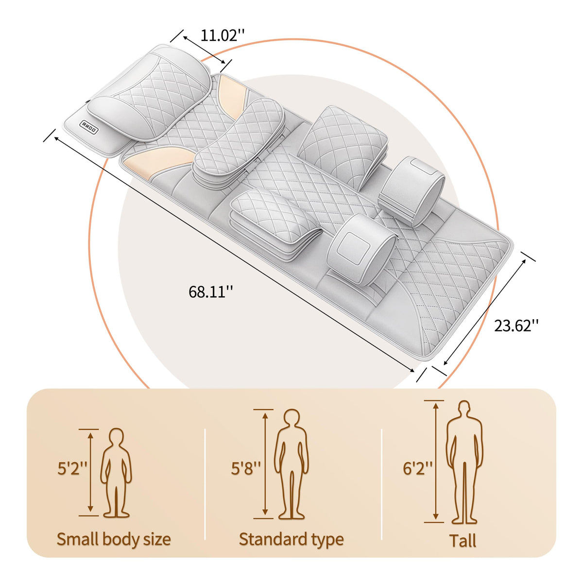 Heated Full Body Massage Mat with Movable Shiatsu Neck Massager Z6185