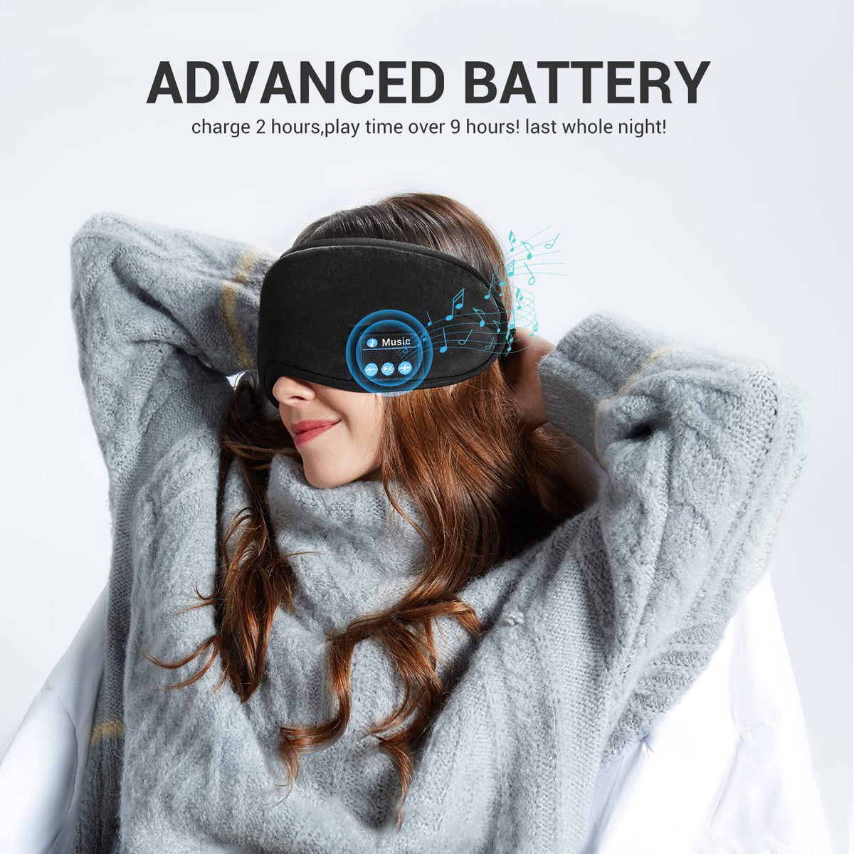 Bluetooth Sleep Headphones Eye Mask with Speakers and Microphone J5462