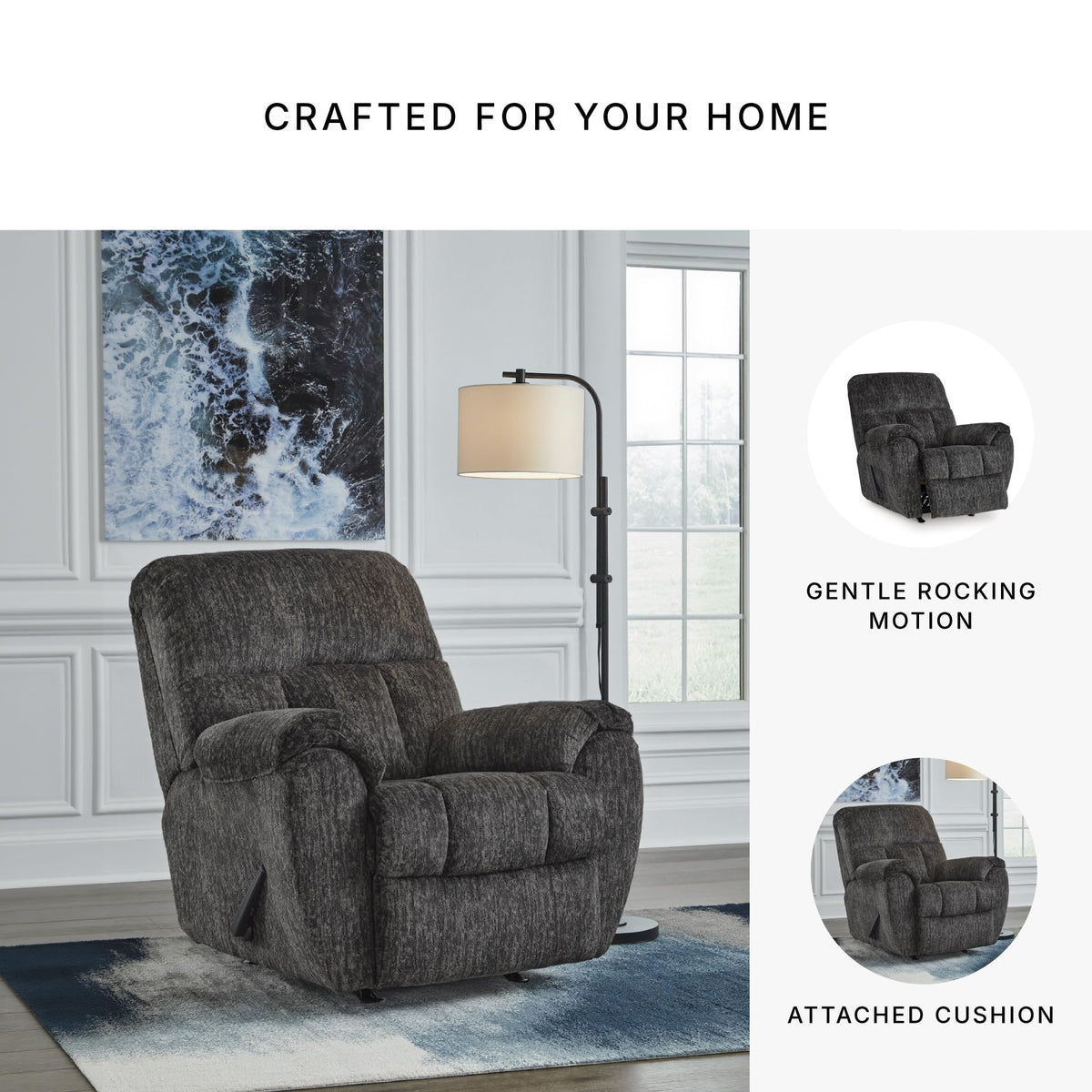 Gray Chenille Rocker Recliner Chair H57417