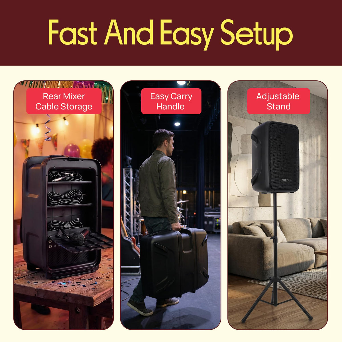 300 W Portable Wireless Bluetooth PA Speaker DJ Mixer Bundle R883543
