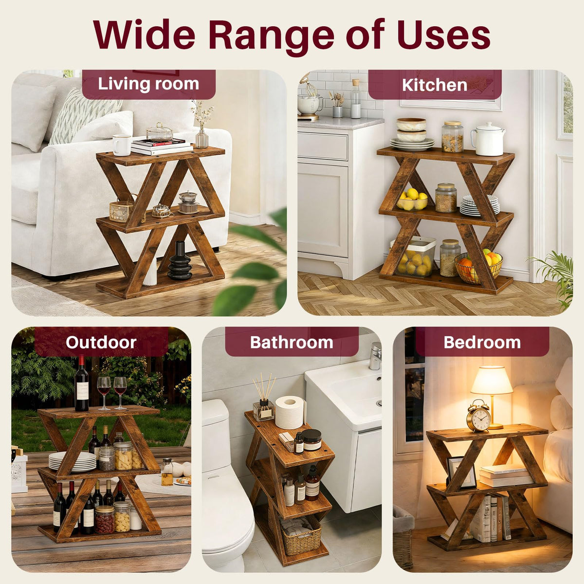 3 Tier Side Table with Storage Shelves F7939