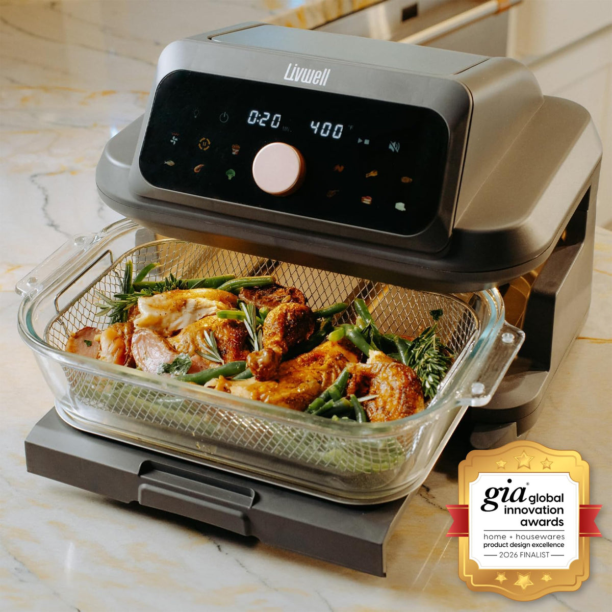 6-Quart Glass Air Fryer with Touch Screen & Drawer H30546