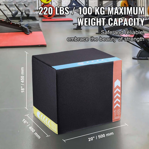 20/18/16 Inch Black Anti-Slip Plyo Box R6561