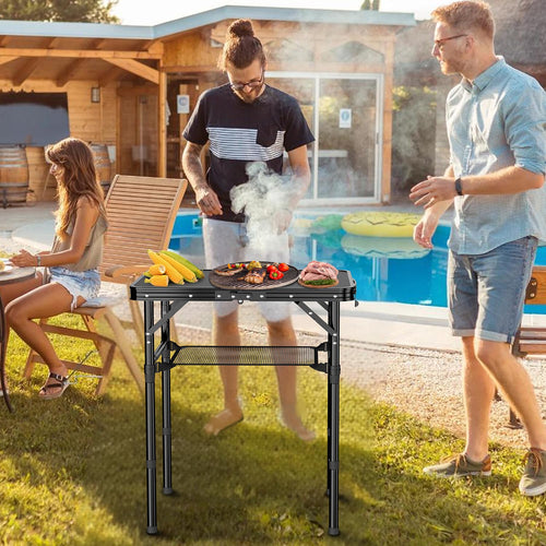 2 FT Folding Camping Table with 3 Adjustable Height L505