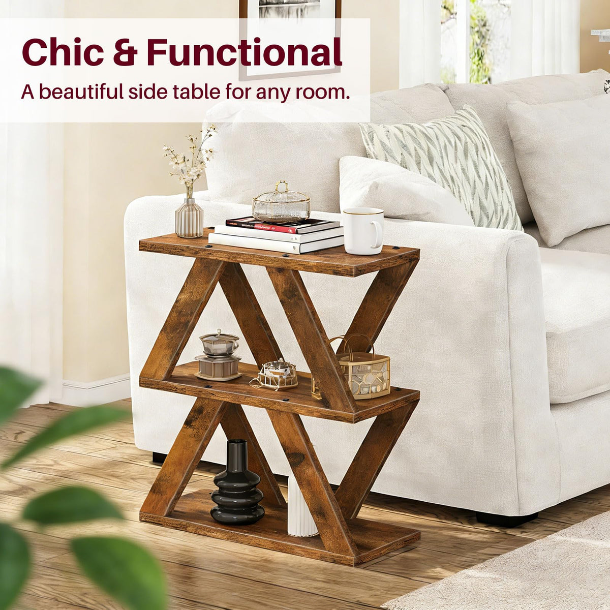 3 Tier Side Table with Storage Shelves F7939