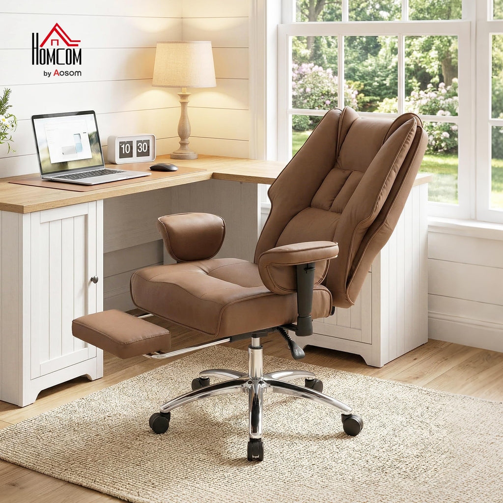 Brown Ergonomic Reclining Office Chair with Footrest V772526