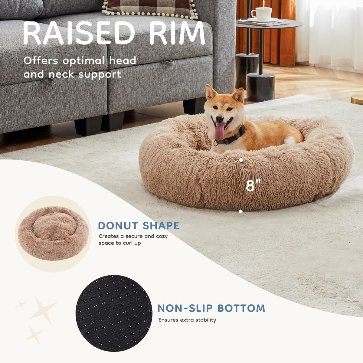 30.7 Inch Fluffy Faux Fur Plush Dog Bed Z3139