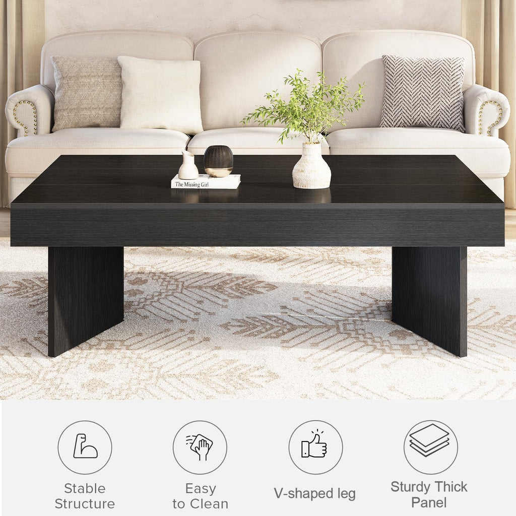 47" Black Wood Rectangle Coffee Table O563555