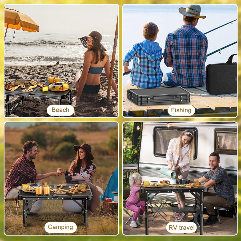 2 FT Folding Camping Table with 3 Adjustable Height L505