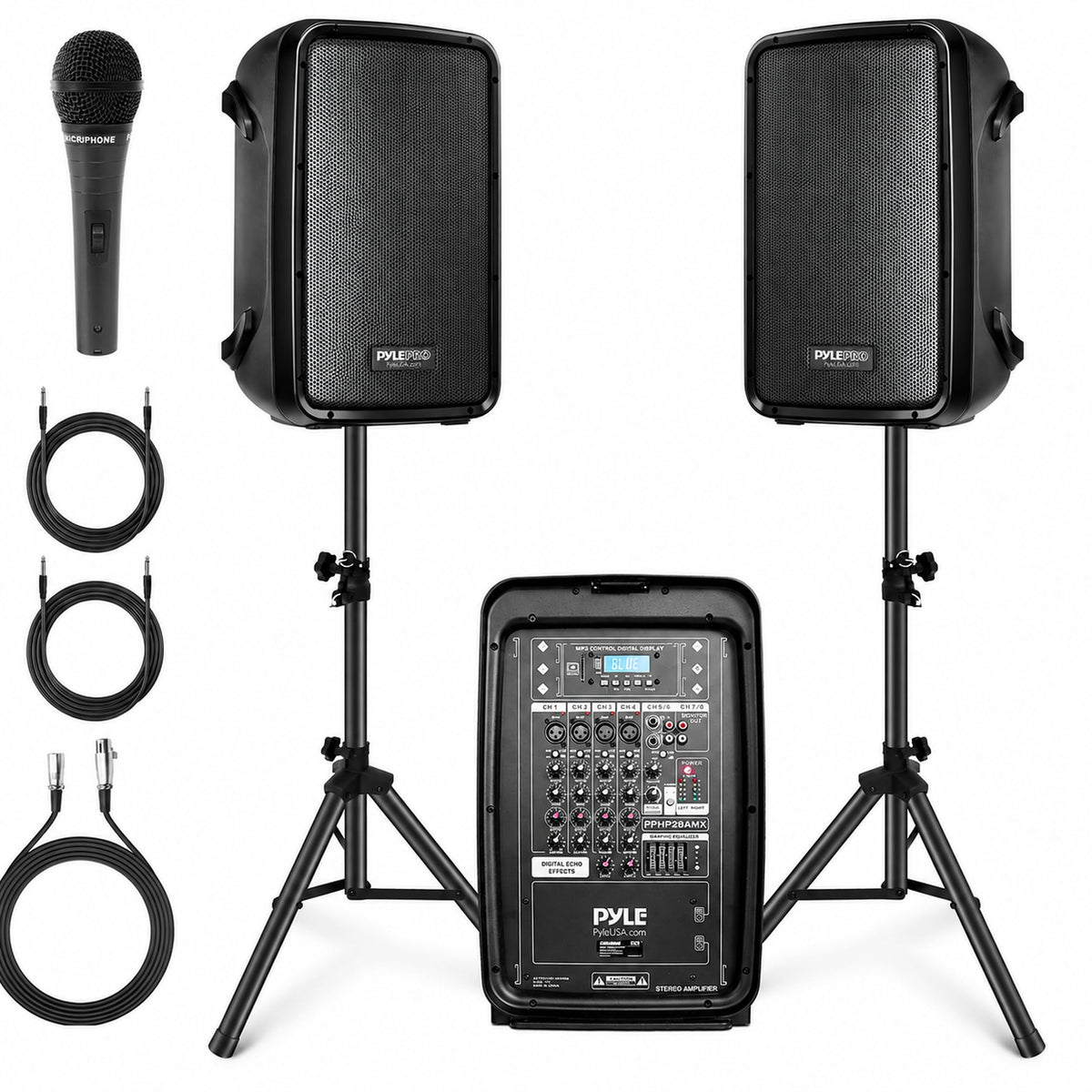 300 W Portable Wireless Bluetooth PA Speaker DJ Mixer Bundle R883543