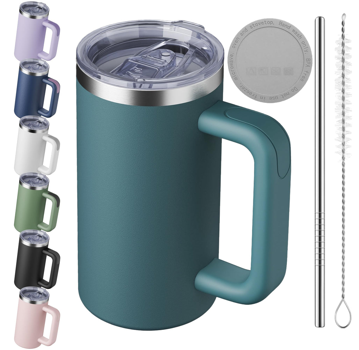 20oz Insulated Coffee Mug With Handle Ocean Blue M334