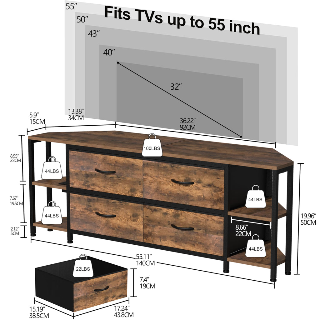 Brown Corner TV Stand with Drawer W496382
